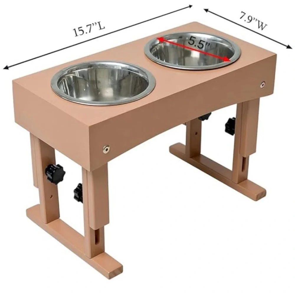 & Other Stories Dual Pet Feeder in Brown and Silver